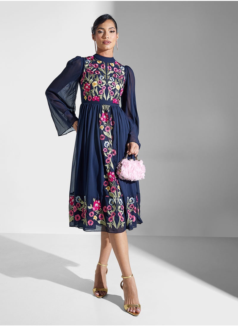 Frock and Frill Floral Chiffon Dress  - Image 4