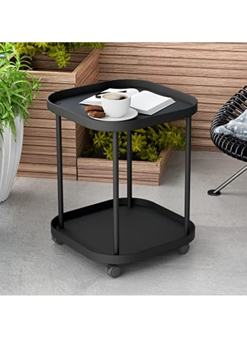 Arabest Side Table with Wheels, End Table Living Room Plastic Mobile Sofa Side Table Small Night Stand Bedroom Black - Image 5