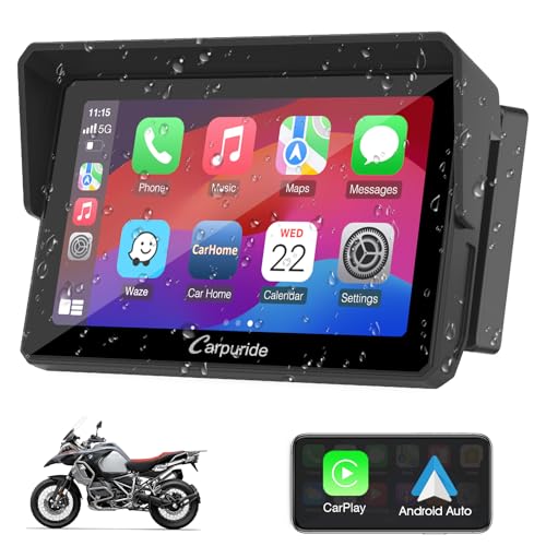 Carpuride w502b Motorcycle Carplay Screen for BMW R1200GS R1250GS S1000XR Motorcycle, 5 inch Waterproof Touchscreen, Portable Carplay/Android Auto GPS Navigation for Motorbike, Dual Bluetooth - Image 1