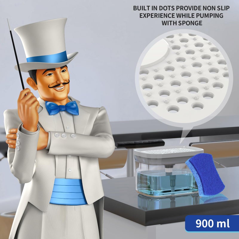 Mr Siga MR.SIGA Dish Soap Dispenser with Sponge Holder and Scrub Sponge Set, Kitchen Soap Dispenser with 30 oz Large Capacity and 6 Pack Non Scratch Dish Sponges - Image 2