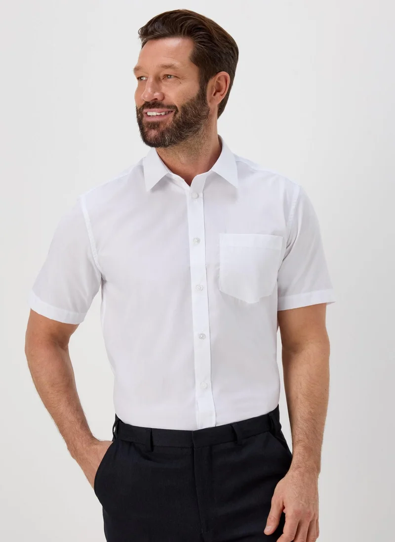 Matalan Taylor & Wright White Easy Care Regular Fit Short Sleeve Shirt