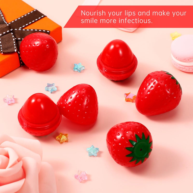 Dimsile 12 Pcs Cute Lip Balm Strawberry Wrinkle Repair Moisturizing and Plumping Lasting Hydrating Strawberry Shaped Lip Protector for Women Valentines Gift - Image 4