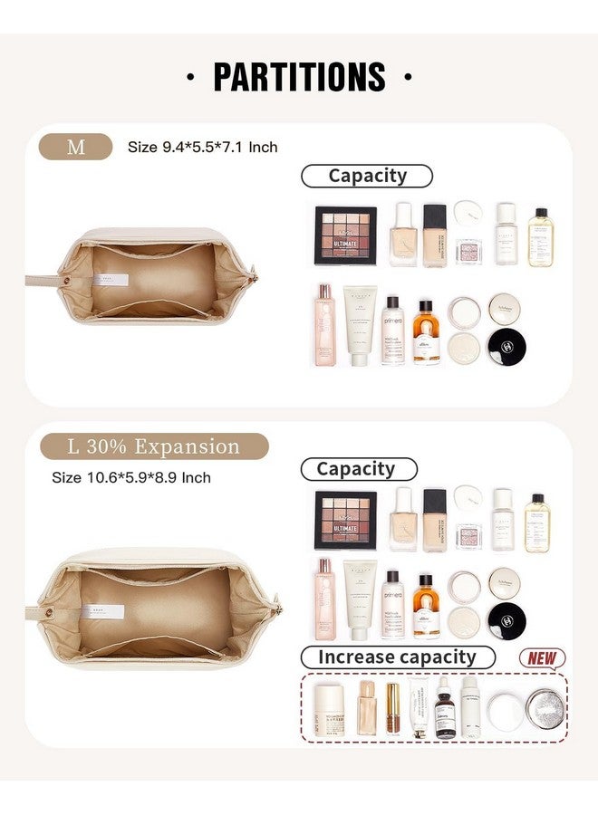 Golden Bird Golden bird Multifunctional Travel Toiletry Bag with Pocket Compartments Inside for Storage Makeup, Jewelry, Vanity, Grooming, Medicine Large Capacity Cosmetic Bag for Women Waterproof (Beige) - Image 2