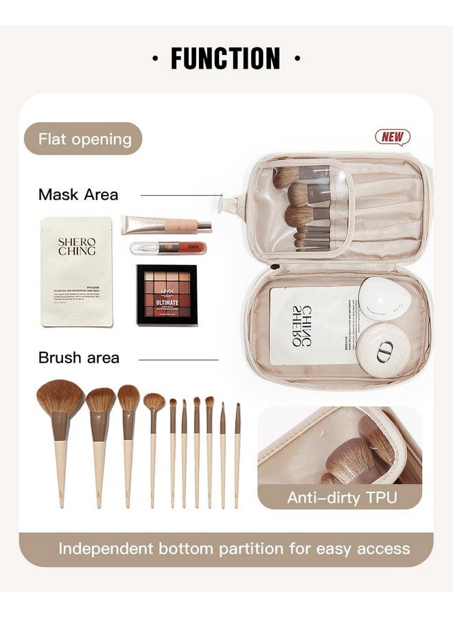 Golden Bird Golden bird Multifunctional Travel Toiletry Bag with Pocket Compartments Inside for Storage Makeup, Jewelry, Vanity, Grooming, Medicine Large Capacity Cosmetic Bag for Women Waterproof (Beige) - Image 4