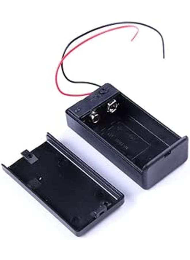 Battery Holder Box Case 9V with Wire Lead, ON/OFF Switch and Protective Cover – Durable Plastic Battery Compartment