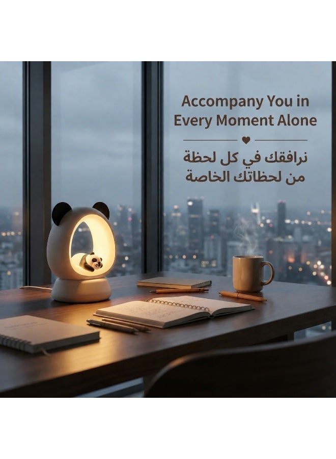 مصباح ليلي LED، مصباح ليلي على شكل باندا قابل لإعادة الشحن، مصنوع من مادة PC آمنة، 3 خيارات للألوان، 4 إعدادات للسطوع، يساعد الأطفال على النوم، مصباح ليلي لغرفة النوم، ديكور للغرفة، مثالي كهدية للرضع والأطفال، هدية عيد ميلاد، هدية للمناسبات، (لون الباندا) - Image 3