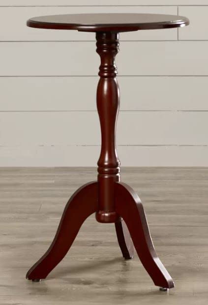 DDS Dream Decor Shoppee طاولة جانبية دريم ديكور شوب بي الخشبية للزرع، طاولة جانبية عتيقة مستديرة، طاولة قهوة، منظم تخزين منزلي لغرفة المعيشة وغرفة النوم (بني) - Image 2