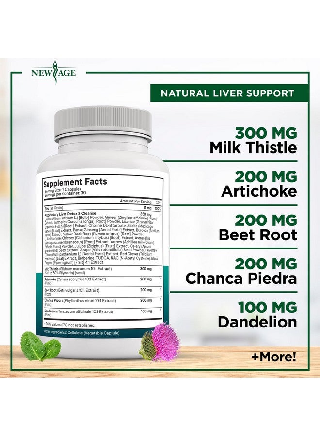 New Age Liver Cleanse Detox & Repair - Milk Thistle Supplement - Liver Support with Choline, Artichoke Extract, Chicory & Dandelion Root Supplement - Milk Thistle Liver Detox & Liver Cleanse - 120 Count - Image 4