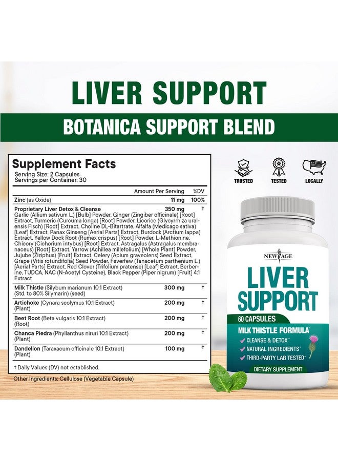 New Age Liver Cleanse Detox & Repair - Milk Thistle Supplement - Liver Support with Choline, Artichoke Extract, Chicory & Dandelion Root Supplement - Milk Thistle Liver Detox & Liver Cleanse - 120 Count - Image 2