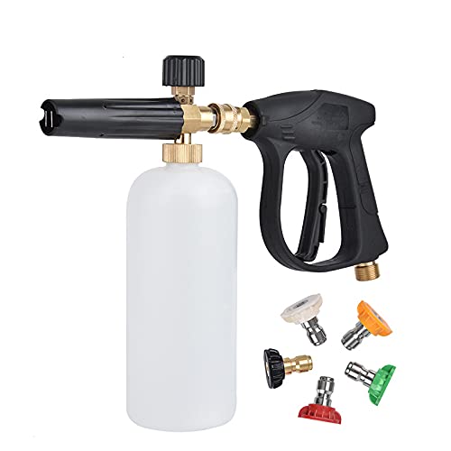 VergilSon 1/4" Quick Release Pressure Washer Snow Foam Cannon Lance Gun with 5Pcs Color Spray Nozzles High Pressure 1L Bottle Jet Cannon for Courtyard Cleaning - Image 1