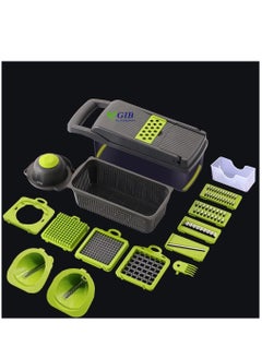 ELTRAZONE Vegetable Chopper Onion Chopper Pro Spiralizer Multifunctional 15 in 1 Food Chopper, Kitchen Slicer Veggie Cutter Dicer With 10 Blades, Potato Tomato Garlic Salad Chopper with Container  - Image 4