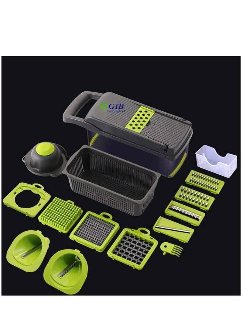 ELTRAZONE مفرمة خضار مفرمة بصل برو جهاز حلزوني متعدد الوظائف 15 في 1 مفرمة طعام، قاطع خضار، شريحة مطبخ مع 10 شفرات، مفرمة سلطة بطاطس طماطم ثوم مع حاوية - Image 4