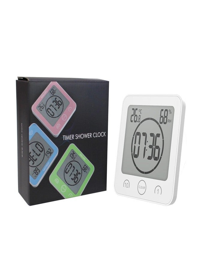BALDR Digital Bathroom Clocks - 2 Pack Water-Resistant Shower Clock with Timer - Large LCD Display Digital Clock for Shower with Timer, Temperature and Humidity, Wall Clock for Bathroom, White - Image 5