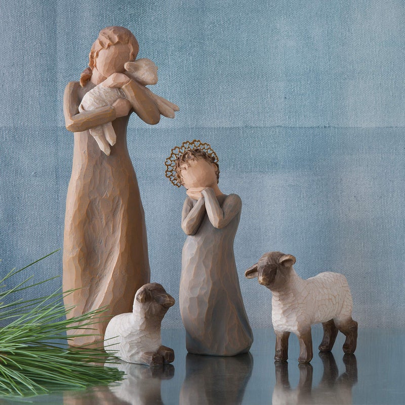 Willow Tree Peace on Earth, an Embrace of Peace, Figure Holds Lamb as Expression of Peaceful Blessings for Christmas Nativity, Daily Inspiration for Peace and Hope, Sculpted Hand-Painted Figure - Image 5