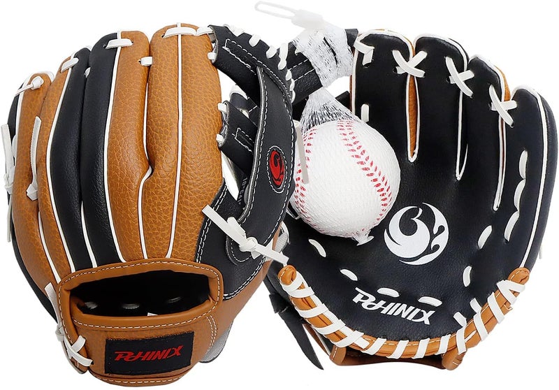 PHINIX Tee Ball Glove with Soft Baseball for Kids Play & Training 8.5"-10" - Image 1