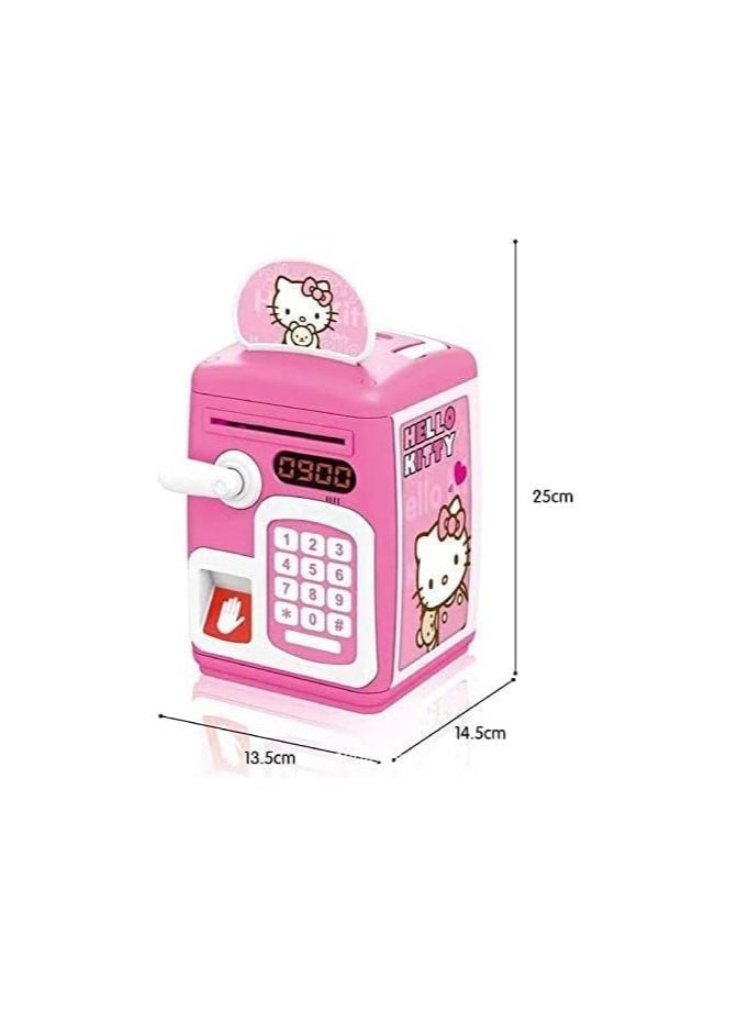null - Smart kids' safe with fingerprint and password, automatically dispenses money with music and lights, featuring a cute design and cartoon characters. - Image 1