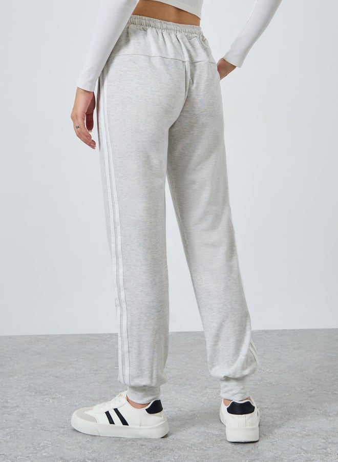 Styli Women Grey Side Striped Drawstring Waist Cuffed Joggers - Image 4