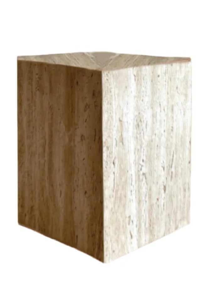Pre-Order | Squared Side Table – Beige Travertine Natural Marble