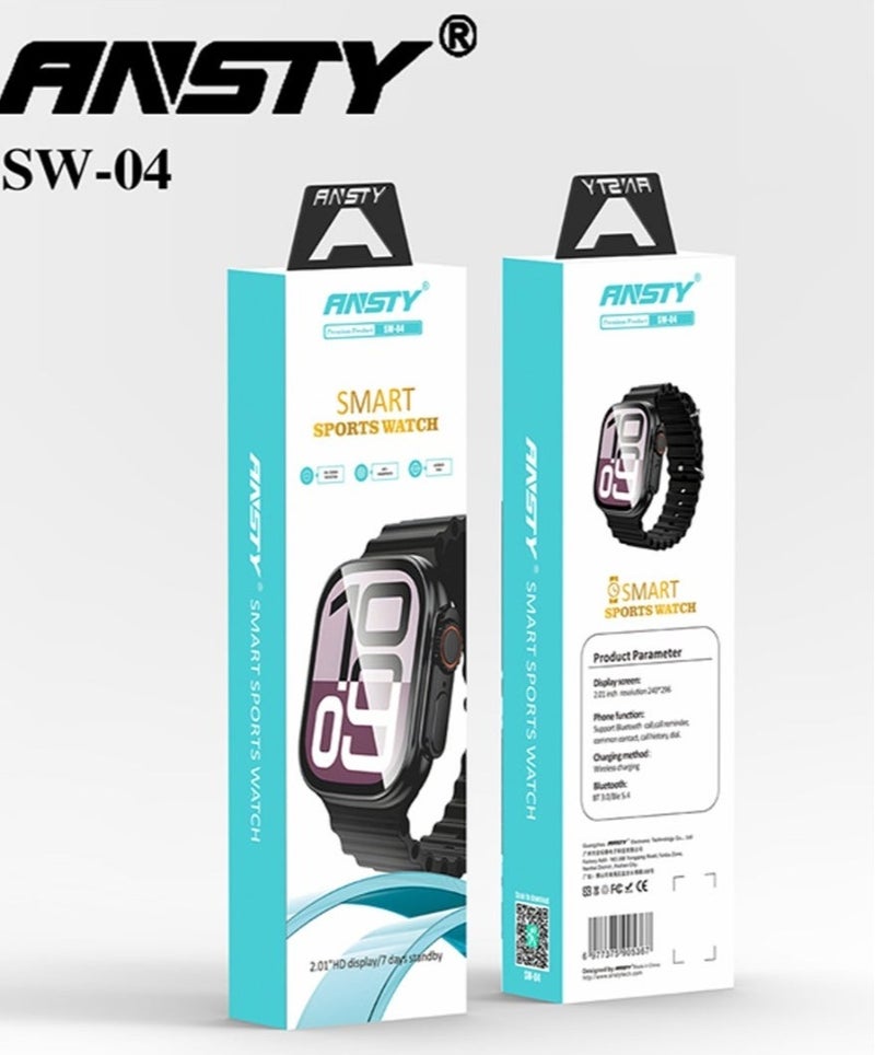 ساعة  SW-04 الذكية - شاشة HD تعمل باللمس، تدعم مكالمات البلوتوث، تتبع الصحة واللياقة البدنية، ومقاومة للماء.