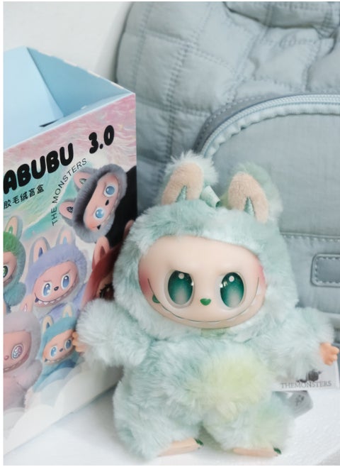 Labubu Pop Mart Plush Keychain – Peace Green Soft Keyring for Everyday Calm