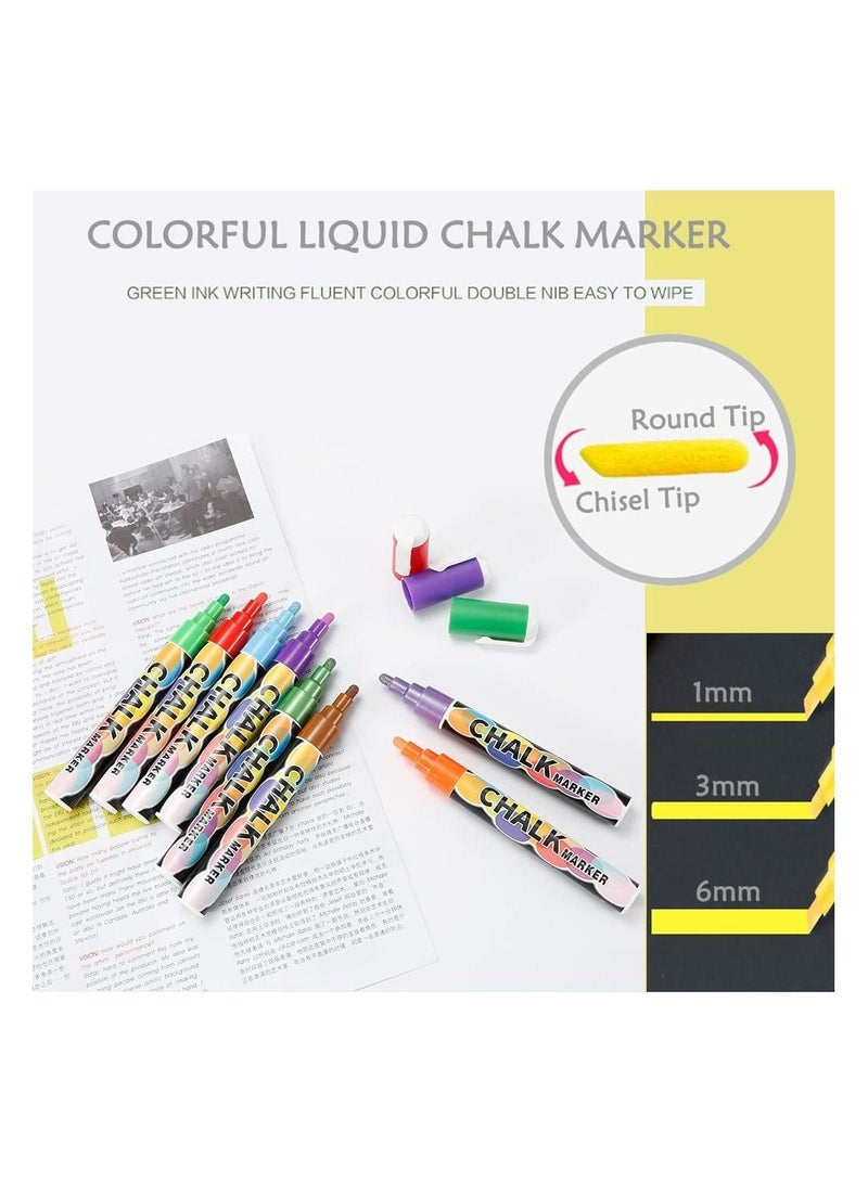 JOLLITY LLC مجموعةMarkers الطباشير السائل تبرز علامات السبورة جريئة 8 ألوان فرعMarkers الطباشير القابلة للمسح للأطفال للسبورة اللامعة والزجاج - Image 4