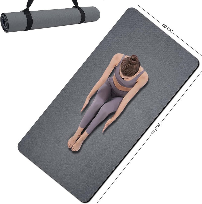 MRZZATA Yoga Mat Double-Sided Non Slip, 72'' x 32'' x 7mm - Extra Wide & Thick Yoga Mat for Women Men Kids, Professional TPE Yoga Mats for Home Workout, Yoga, Pilates and Floor Exercise, with Carrier Strap - Image 1