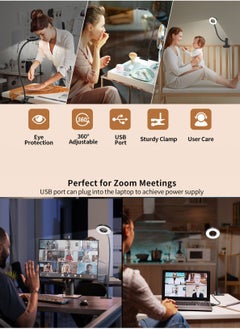 LOOPITYS LED Clip Desk Lamp Reading Light Study Lamp Eye Care Protection with 10 Dimmable Brightness & 3 Light Modes USB Powered Flexible Gooseneck Clamp for Bed Headboard Table Office Lights  - Image 5