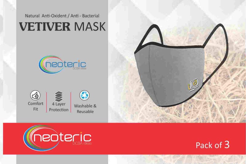 Neotea Cotton Ayurvedic & Aromatherapy Vetiver Mask (Pack Of 3, Multicolor, Neo-Mk_3) - Image 2