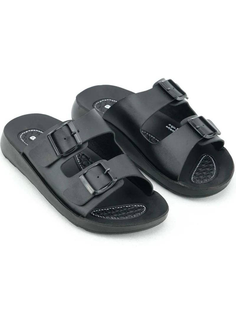 Gezer Summer Women's Comfortable Sole Artificial Leather Double Buckle Adjustable Daily Slippers