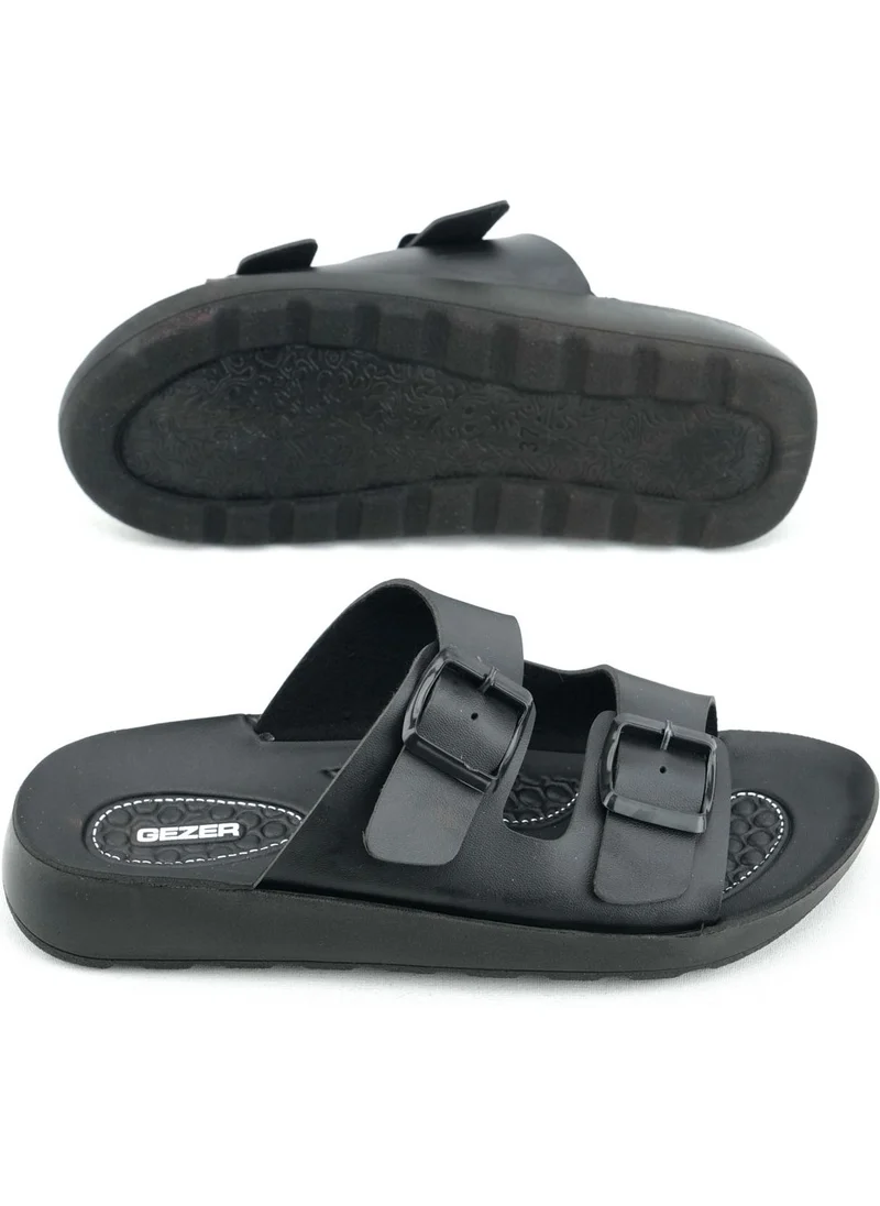 Gezer Summer Women's Comfortable Sole Artificial Leather Double Buckle Adjustable Daily Slippers
