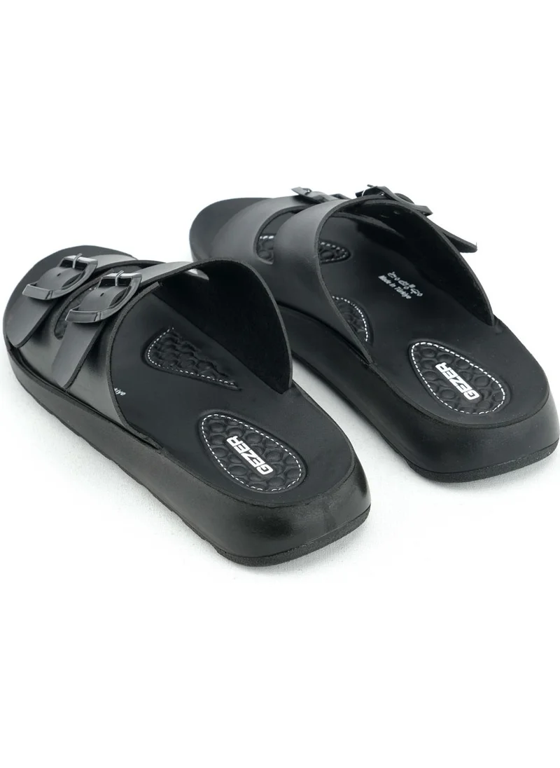 Gezer Summer Women's Comfortable Sole Artificial Leather Double Buckle Adjustable Daily Slippers