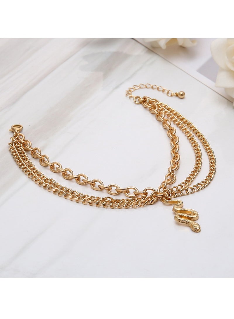 Snake Anklet Bracelet Extension Chain Dainty Alloy Foot Jewelry for Women Girls Perfect Gift for Birthday Valentine's Day Golden - Image 2
