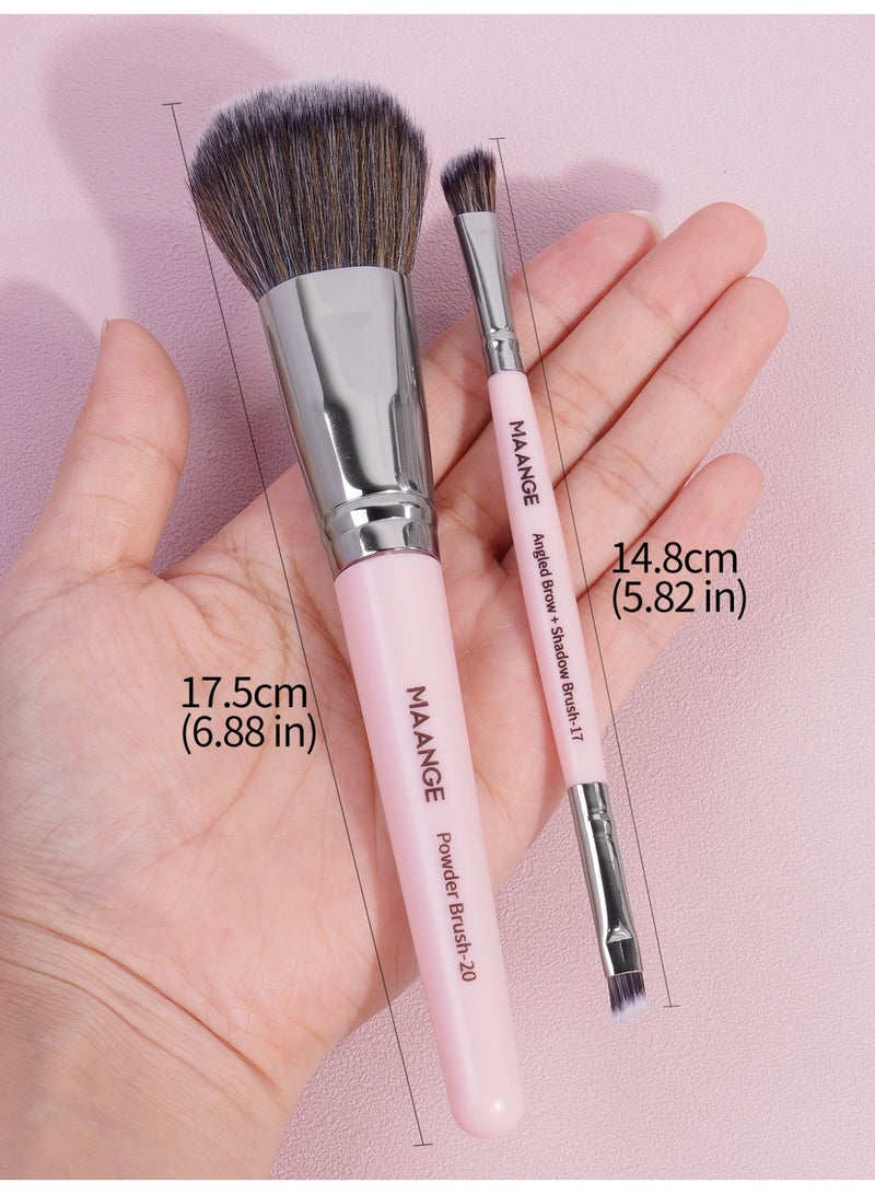 MAANGE 25-Pieces Makeup Brush Set,Professional Makeup Brushes, Premium Synthetic Face Foundation Powder Blush Eyeshadow Blending Eye Brush Set Travel Makeup Brushes Set Pink - Image 4