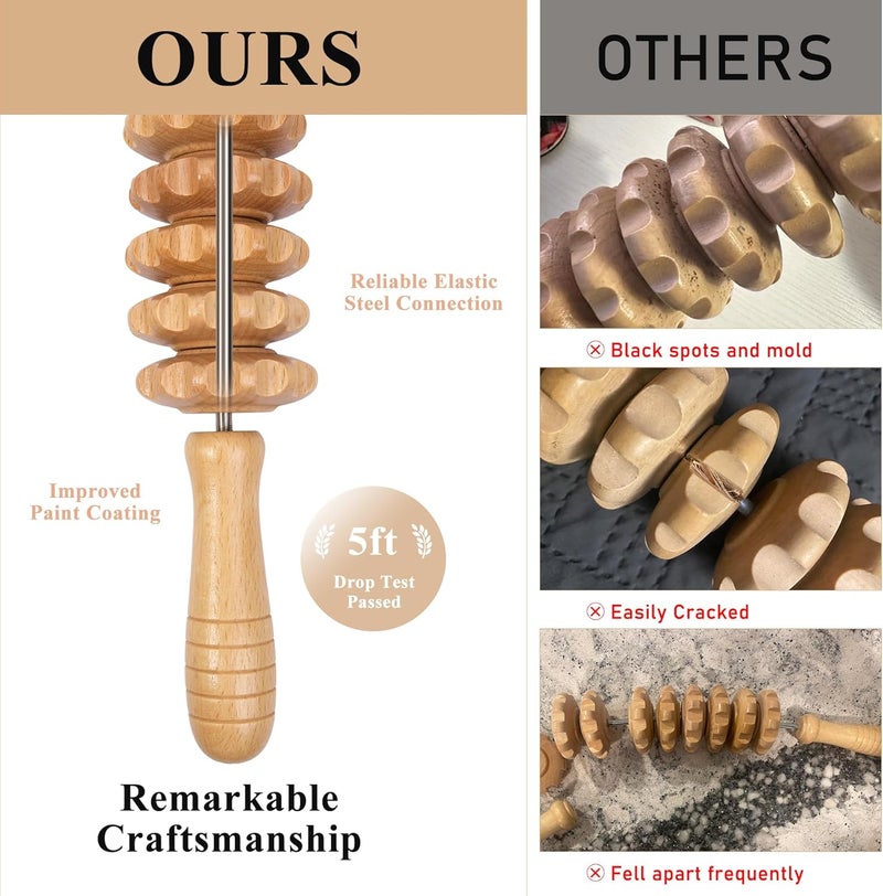 Xokocli Wood Therapy Massage Tools Manual Massage Stick for Maderoterapia, Lymphatic Drainage, Body Sculpting - Cellulite Massager for Muscle Pain Relief - Image 4