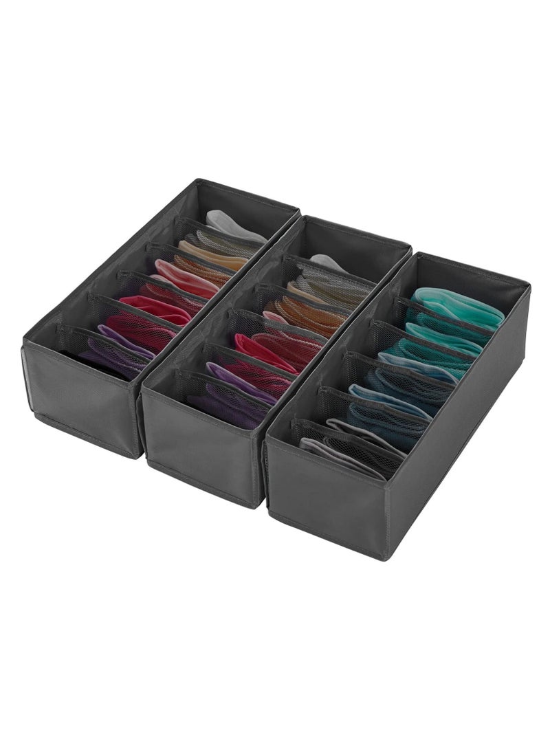 Excefore 3 Pack Closet Underwear Storage Organizer, Dresser Drawer Divider and Foldable Storage Boxes for Socks, Blets, Ties and Panties - Image 1