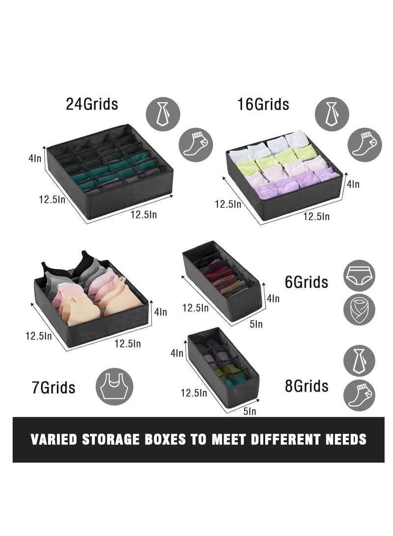 Excefore 3 Pack Closet Underwear Storage Organizer, Dresser Drawer Divider and Foldable Storage Boxes for Socks, Blets, Ties and Panties - Image 2
