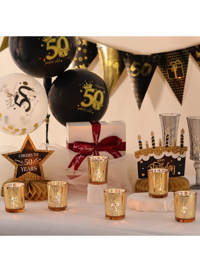 Volens Gold Votive Candle Holders, Mercury Glass Tealight Candle Holder Set of 12 - Image 4