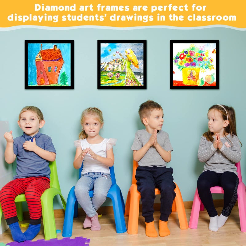 ماكاري 12 PCS إطارات فن الماس الإطار صورة مغناطيسية 12 × 12 بوصة إطارات لطلاء الماس صور إطارات فن الماس اللطيفة - Image 4