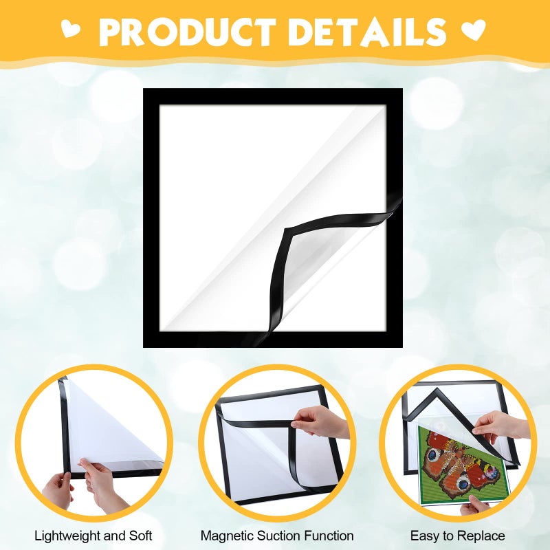 ماكاري 12 PCS إطارات فن الماس الإطار صورة مغناطيسية 12 × 12 بوصة إطارات لطلاء الماس صور إطارات فن الماس اللطيفة - Image 3