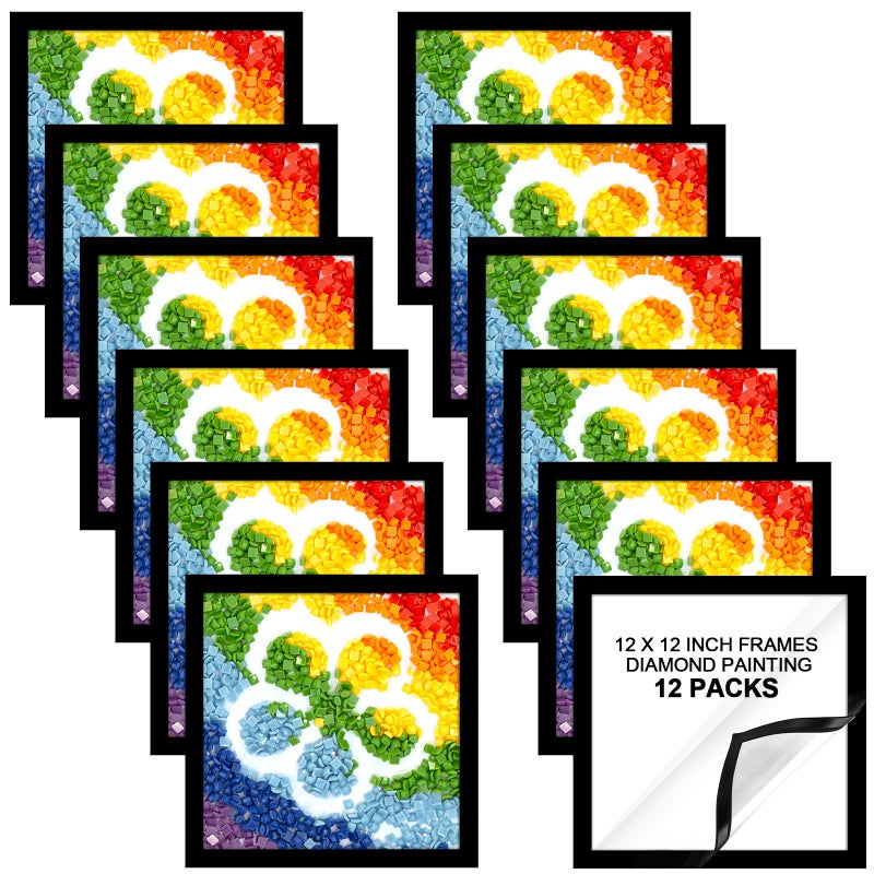 ماكاري 12 PCS إطارات فن الماس الإطار صورة مغناطيسية 12 × 12 بوصة إطارات لطلاء الماس صور إطارات فن الماس اللطيفة - Image 1