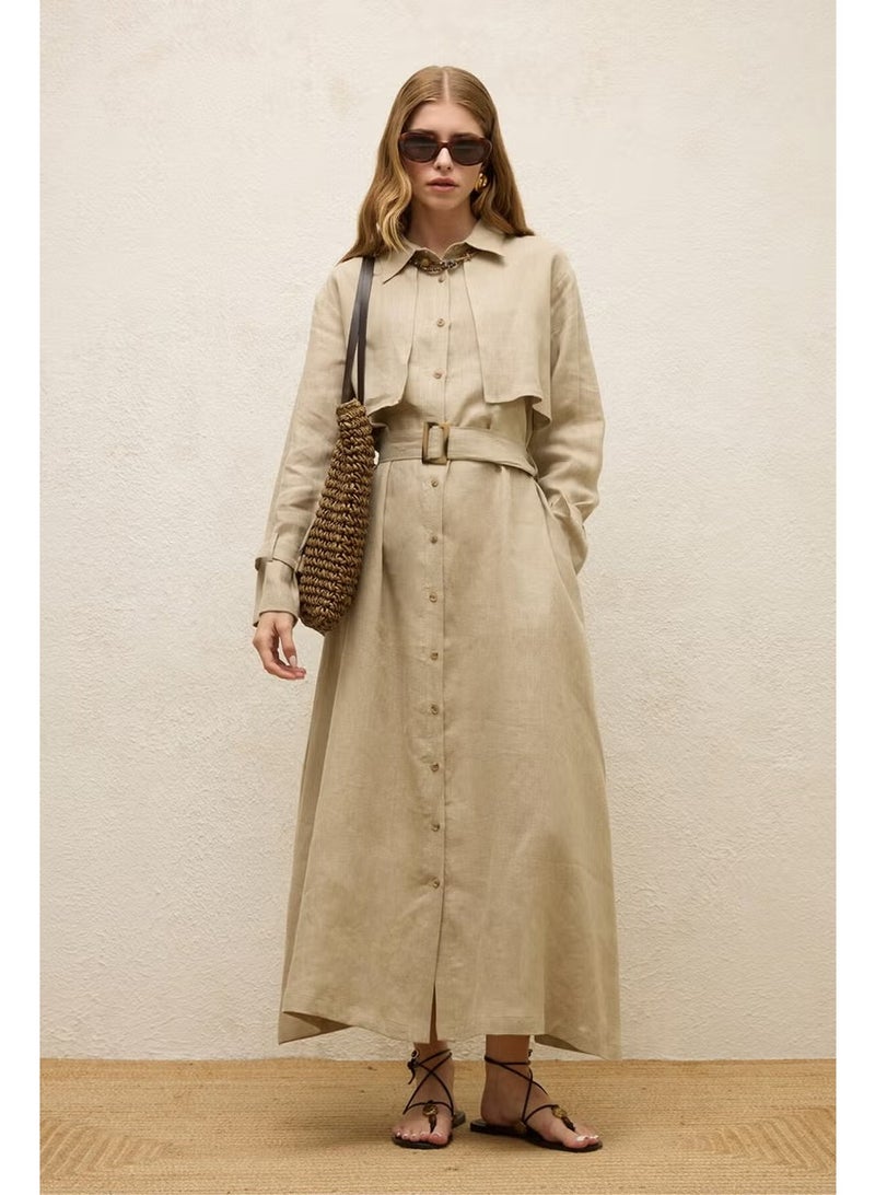 Manuka Belted Linen Maxi Dress - Image 5