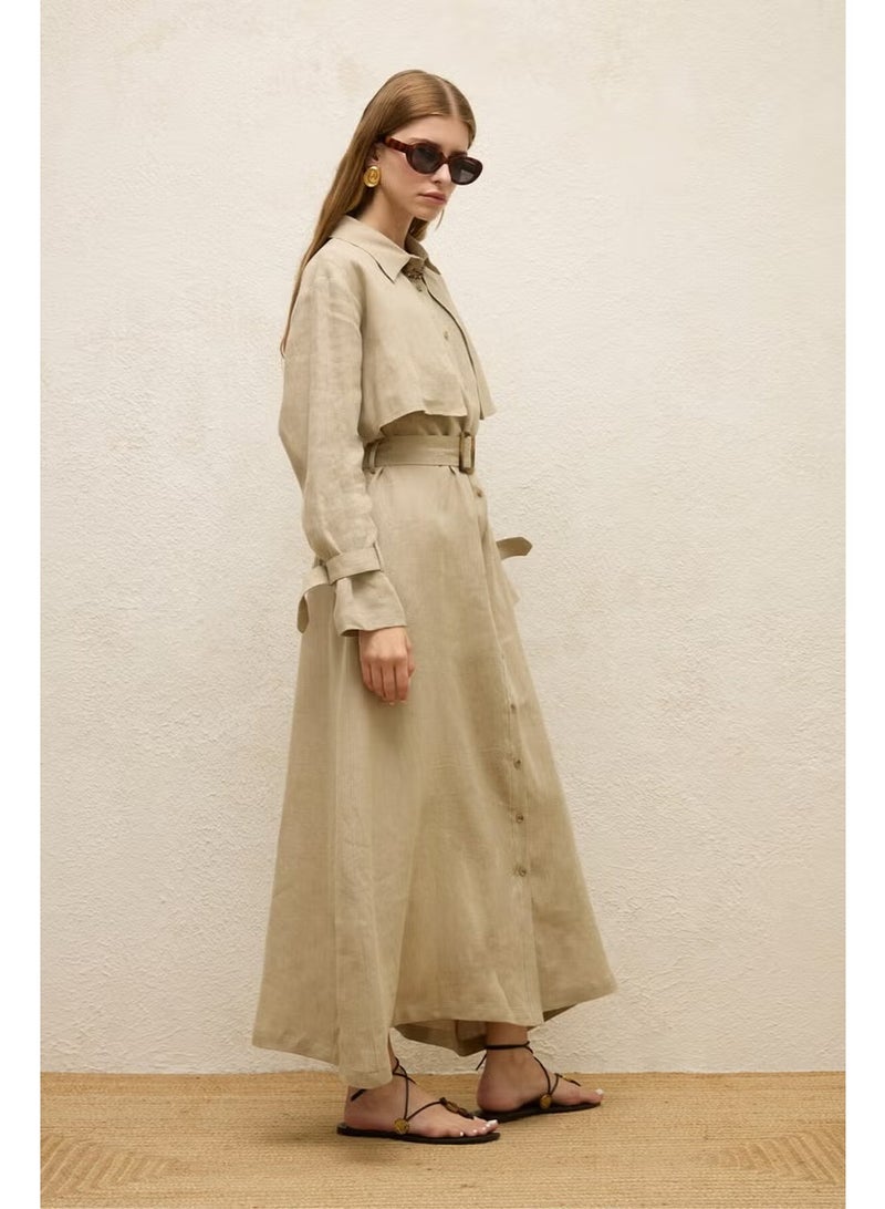 Manuka Belted Linen Maxi Dress - Image 1