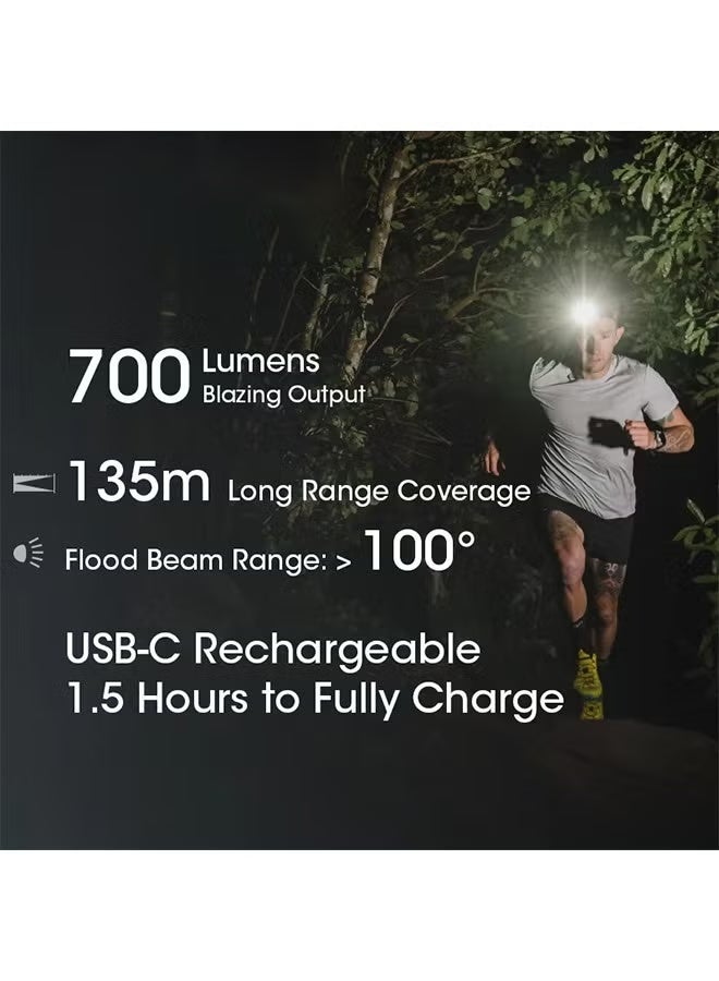 نايت كور مصباح رأس قابل لإعادة الشحن عبر USB-C NITECORE NU33، بإخراج LED ثلاثي بقوة 700 لومن، ببطارية مدمجة سعة 2000 مللي أمبير في الساعة، مثالي للرحلة والتخييم والإضاءة أثناء العمل والصيد - Image 2