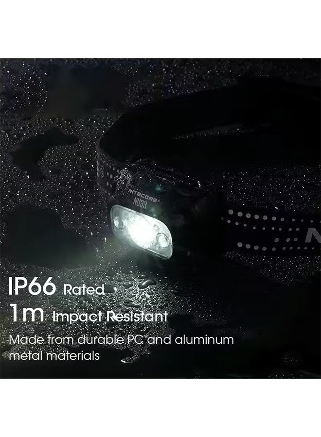 نايت كور مصباح رأس قابل لإعادة الشحن عبر USB-C NITECORE NU33، بإخراج LED ثلاثي بقوة 700 لومن، ببطارية مدمجة سعة 2000 مللي أمبير في الساعة، مثالي للرحلة والتخييم والإضاءة أثناء العمل والصيد - Image 3