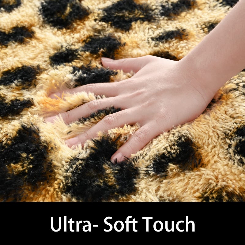 Amearea Fluffy Leopard Rug, Premium Cheetah Print Rugs, Soft Comfy Faux Fur Animal Carpet for Kids Room Bedroom, Living, Shaggy Teen Room Home Decor, Khaki 4x6 Feet - Image 5