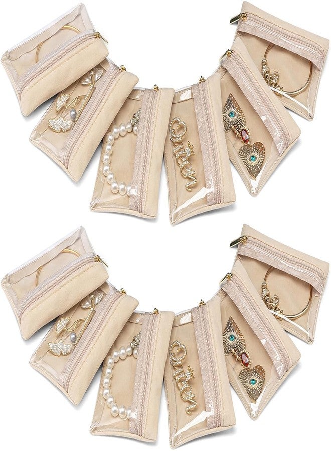 جاب حقائب مجوهرات للسفر من JAPP، حقيبة مجوهرات، حقيبة تخزين مخملية شفافة بسحاب، منظم حقائب للنساء والفتيات، هدية 12 قطعة (حقيبة مجوهرات 12 قطعة) - Image 1