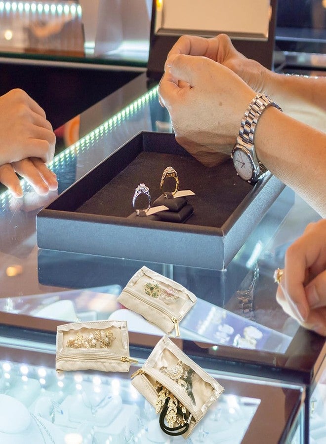 جاب حقائب مجوهرات للسفر من JAPP، حقيبة مجوهرات، حقيبة تخزين مخملية شفافة بسحاب، منظم حقائب للنساء والفتيات، هدية 12 قطعة (حقيبة مجوهرات 12 قطعة) - Image 2