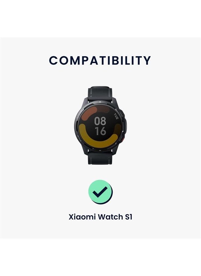 kwmobile - Strap Compatible with Xiaomi Watch S1 Active Strap - Silicone and Leather Sport Wristband - Black - Image 1