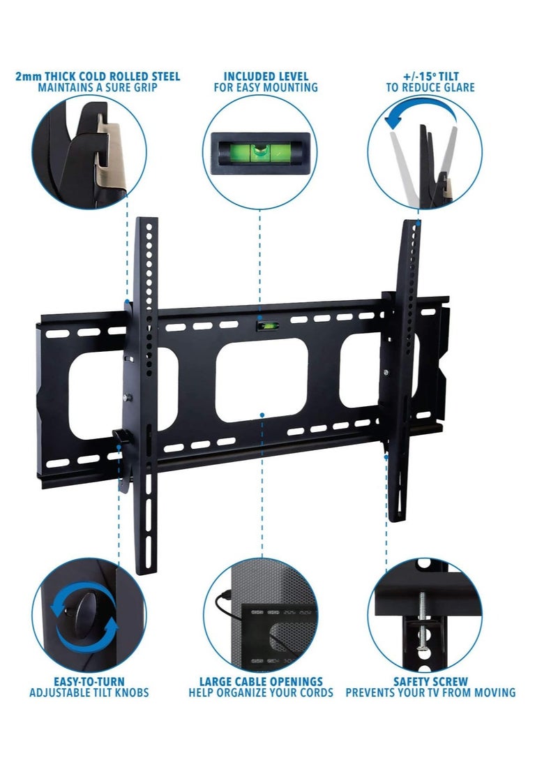 Generic TV Wall Mount Bracket For Samsung Sony Vizio LG TCL Element 32 40 42 47 50 55 60 65 Inch TVs VESA 200x200 400x400 600x400, 750x450 Compatible Premium Tilt 175 Lbs Capacity  - Image 2