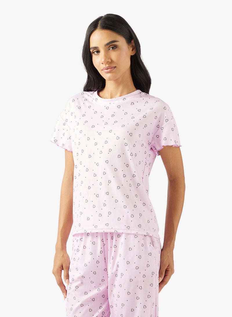 جينجر طقم تي شيرت وبيجامة بطبعة قلب - Image 3